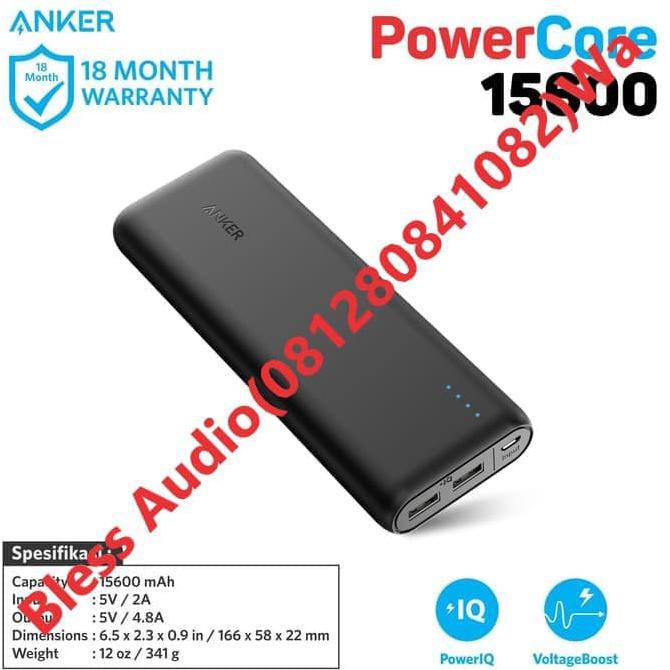 Pengiriman Cepat Bless Audio - Anker PowerCore 15600 Black Power Bank CUCI GUDANG