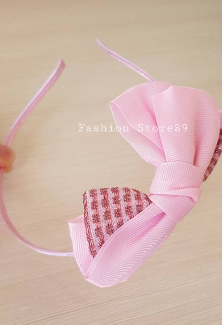 Bando import Anak Pink hiasan mewah dengan kain import dan bahan kualitas lembut / bando anak