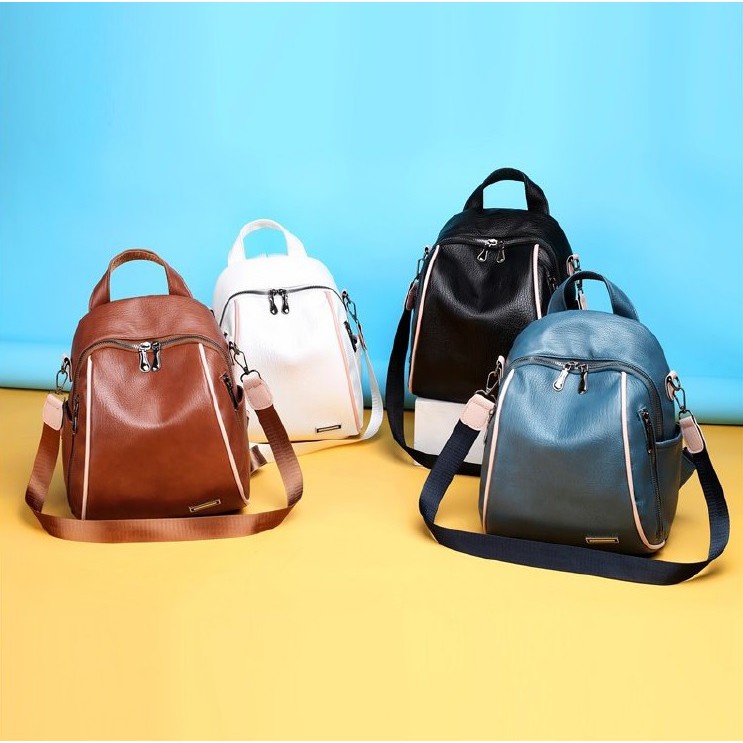 BJ57076 - BLUE/WHITE - TAS RANSEL WANITA IMPORT TERMURAH JAKARTA CR7076 GT1451