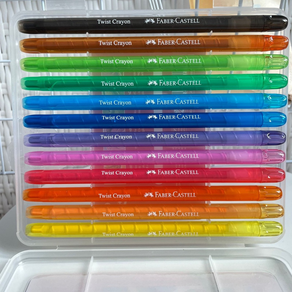 KRAYON FABER CASTELL MODEL TWIST 1 SET ISI 12 PIECE WARNA BEST QUALITY CRAYON MENGGAMBAR MEWARNAI ANAK KUALITAS TERBAIK