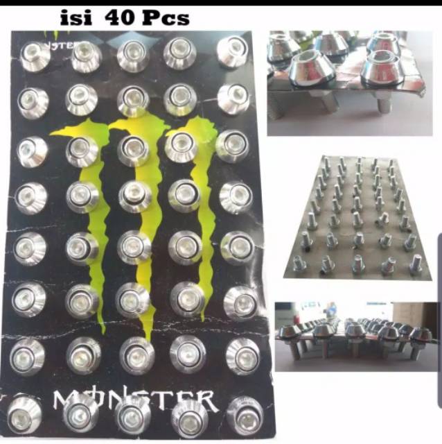 Baut L + Ring Monel Variasi Isi 40pcs Universal - Baut monel