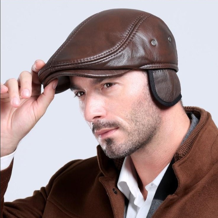 Topi Pet Kulit Pria Asli Coklat Desain Keren Original Garut