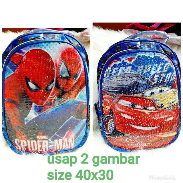 Tas Ransel Anak Tas Anak Sequin Usap 2 Gambar Tas Karakter Tas Anak Laki-Laki