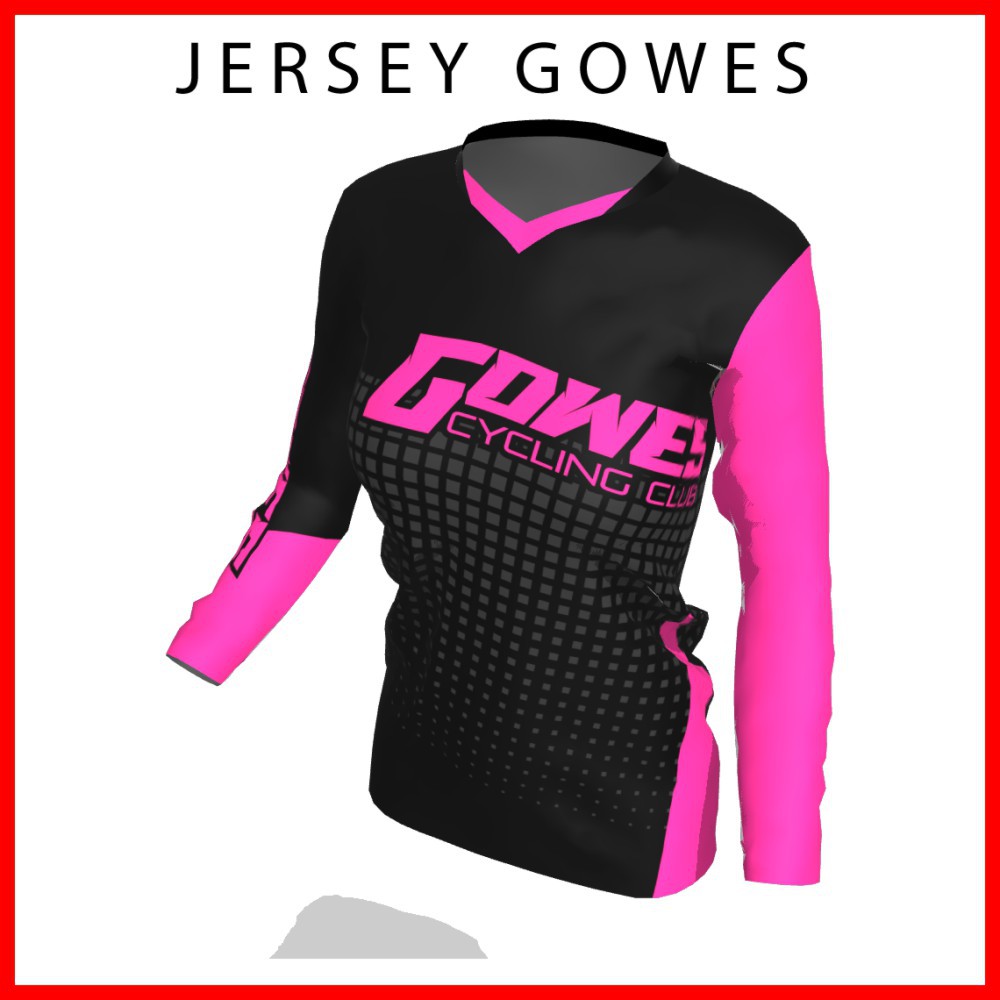 Baju Kaos Jersey Sepeda Gowes Wanita Cewek Perempuan Lengan Panjang Printing-26