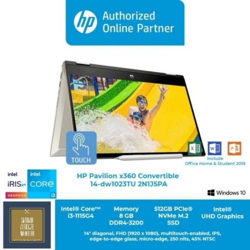 HP PAVILION X360 I4 DW-1022/1023TU i3-1115G4 8GB RAM 512GB SSD Intel Iris XE