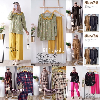 SETELAN KATUN RAYON / 29.9 / LARIO JANIKA QUARE FLOELLA JINSA VIVOLY / ONE SET WANITA ALLSIZE / SETELAN JUMBO / ALICE