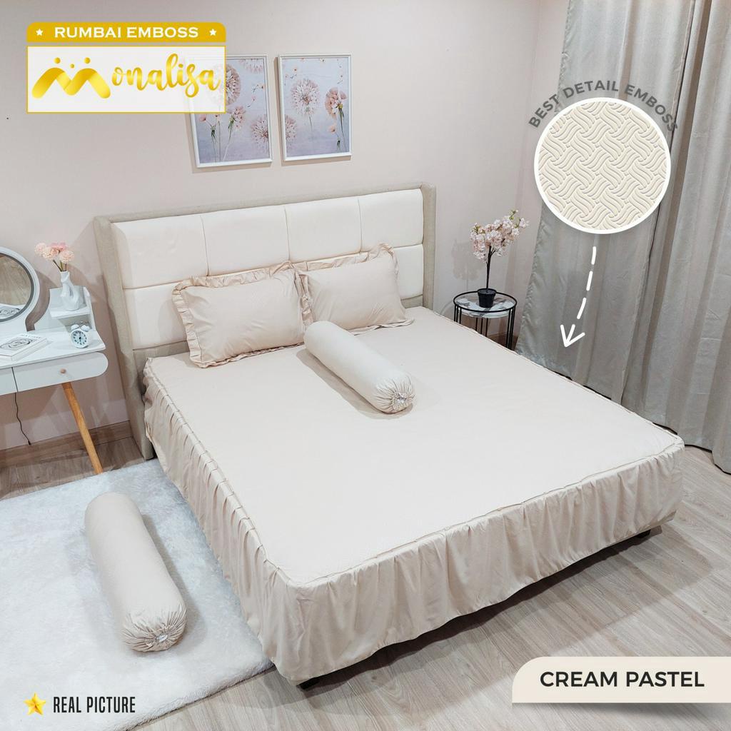 Sprei Rumbai Monalisa Ukuran 160x200 Tinggi 40cm Aneka Warna Seprai Emboss Queen Bed Harga Murah