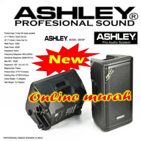 speaker pasif ashley db10p ashley db 10p ashley db10 p 10 inch 1 psc