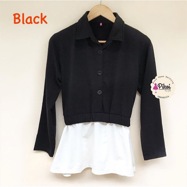 Kemeja hitam cewek murah / kemeja kantor wanita / kemeja peplum lucu / kemeja hijaber lucu mura 1801