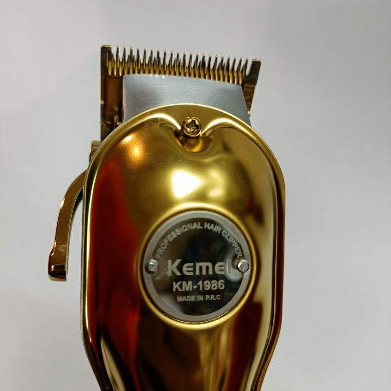 Alat Mesin Cukur Pangkas Rambut Kemei Km 1986 Hair Cliper Recharger Gold