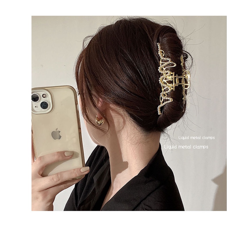 Jepit Rambut Korea jedai mutiara wanita rambut banyak elegan motif terbaru original import 11.5cm