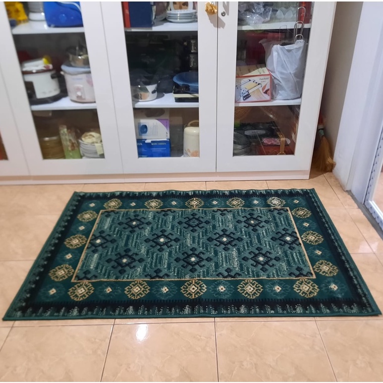 KARPET MIRZAE 100 X 150 MZ02 GREEN Karpet Lantai Hijau, Permadani Bulu Tebal-2