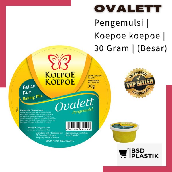 

Ovalett Pengemulsi Cap Koepoe Koepoe 30 gram Kecil bahan Kue Pengemulsi Pelembut