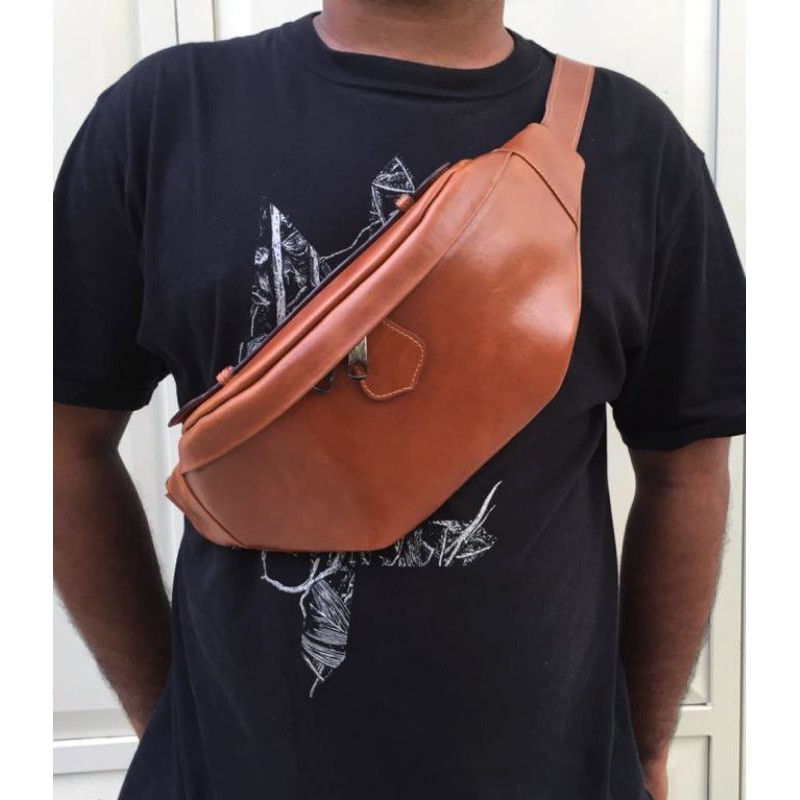 Tas Waistbag Classic Full Kulit Sapi Asli