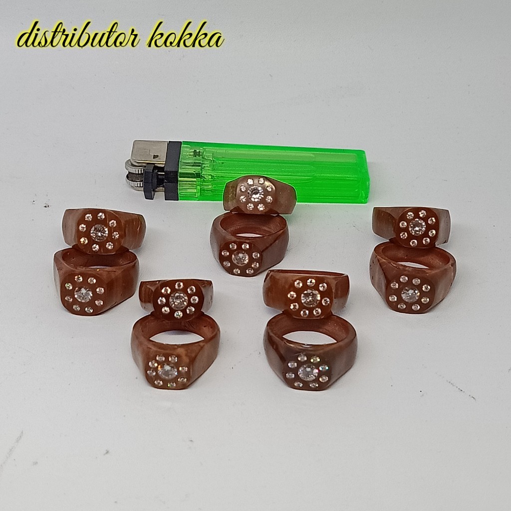 ( SUPER MURAH ) Paket hemat 10 pcs cincin kokka kaukah mata bunga coklat