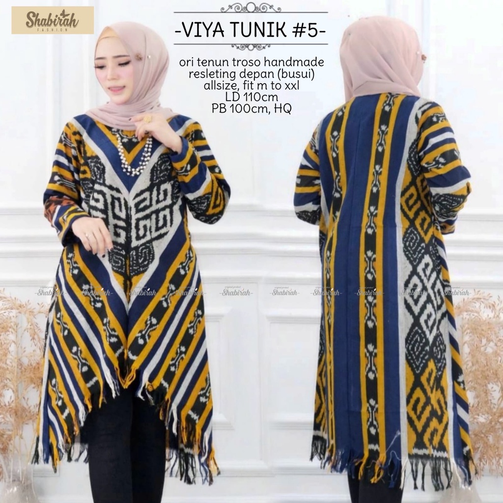 Dress Tunik Batik Tenun by Butik Batik Solo Bahan Batik Tenun kode BATIK TUNIK TENUN VIYA TUNIK