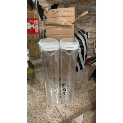 Stoples makanan 2.3 Liter kering dengan penutup, transparan/putih