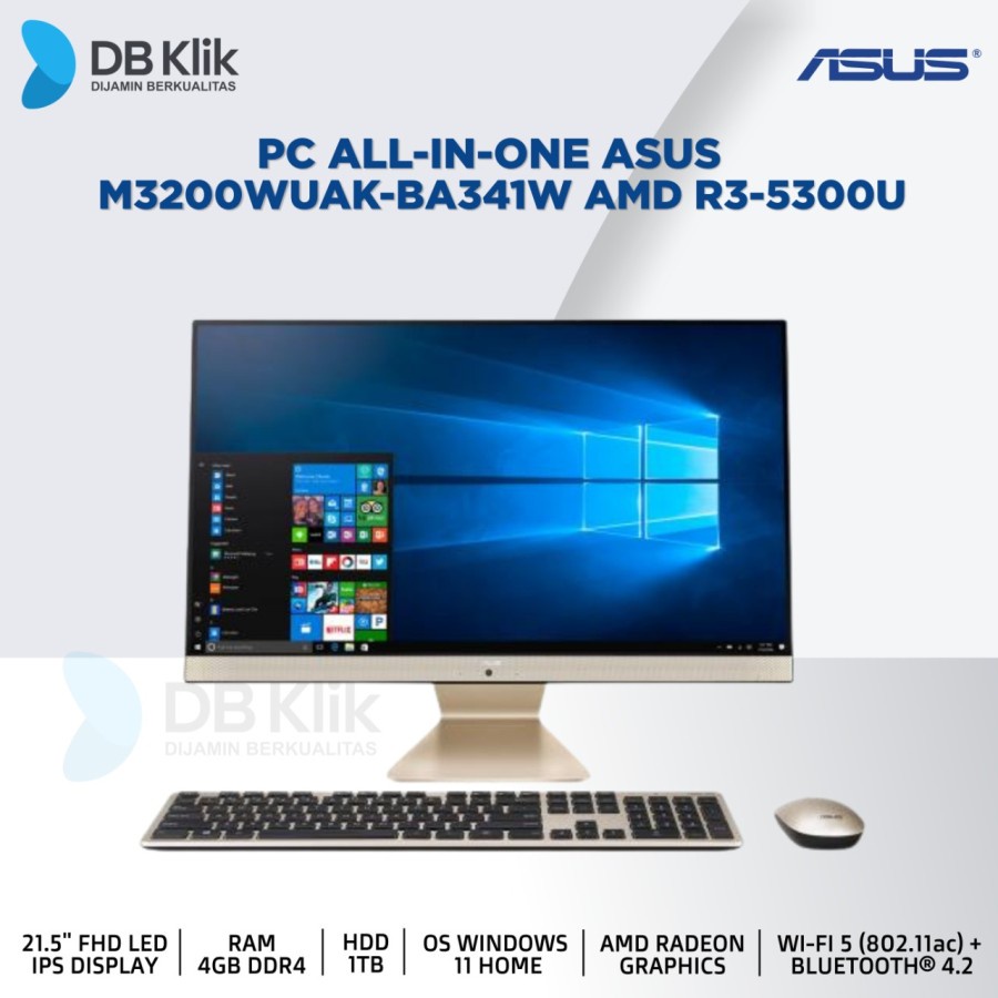 PC AIO ASUS M3200WUAK-BA341W AMD R3-5300U 4GB HDD 1TB NoDVD W11 21.5&quot;