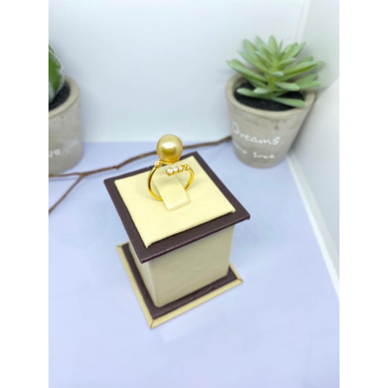 Cincin emas 22 karat mutiara air laut lombok asli bersertifikat