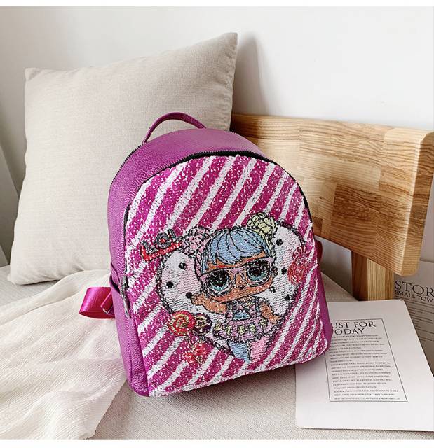 TAS RANSEL REVERSE SEQUIN ANAK BERUBAH GAMBAR MOTIF LOL BFF UNICORN IMPORT BAGUS