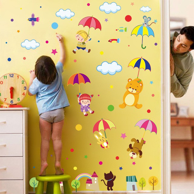 Reliza Wall Sticker Anak Payung Awan Kids Baby Stiker Dinding LDR8217