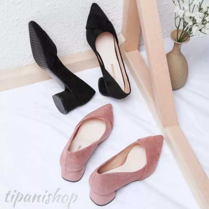 6595Dw Sendal Sandal High Heels Pesta T Strap Permata Cewek Wanit DE122 Pantopel Tp Suade - Merah