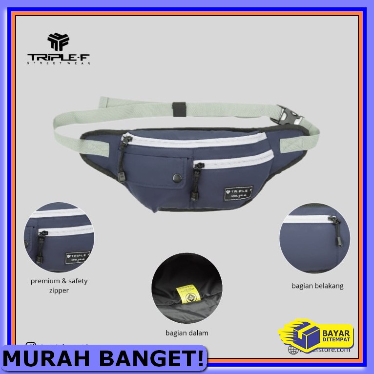 Waistbag/Tas Selempang Slempang Pria & Wanita Asli Kulit Domba Ga OJ386 Triple F Tas Selempang Wais