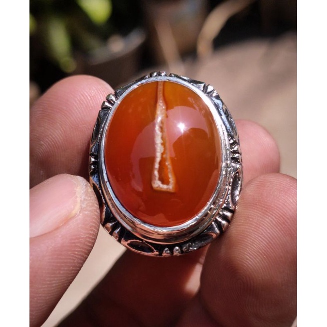 Cincin Batu Akik RED ORANGE RAFLESIA COMBONG ALAM Asli batu alam bukn sintetis bukan dyed solar lumu