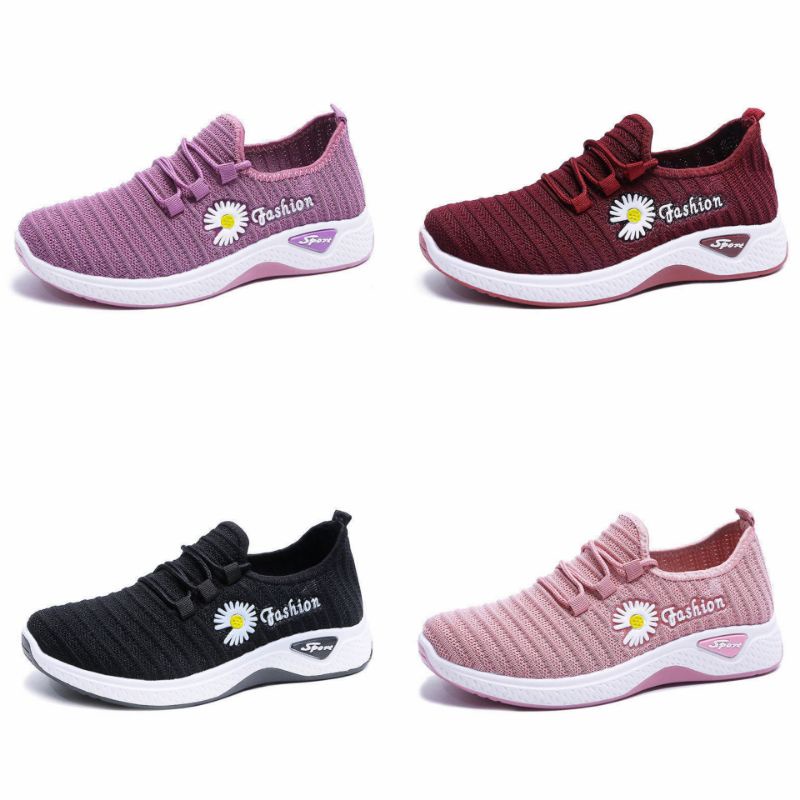 TOPGROSIR LV0002 Sepatu Wanita Motif Bunga Import Sneakers Korea