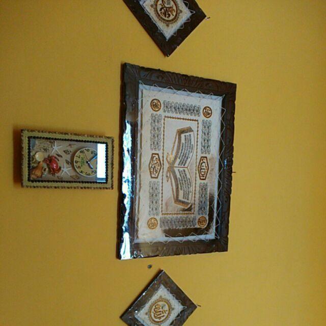 Kaligrafi Hiasan Dinding Asmaul Husna Al Quran Jumbo Besar 50x70 Kulit Kambing Asli Hiasan Rumah