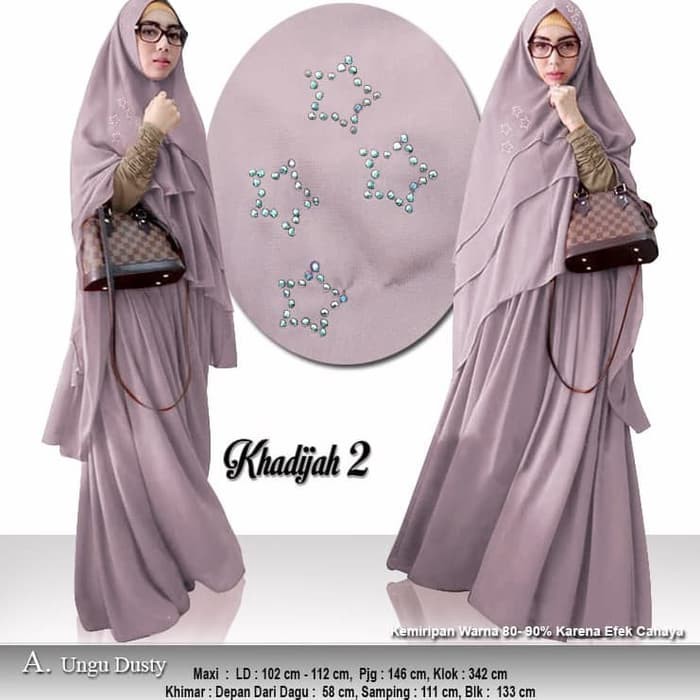 SPESIAL ATASAN PAKAIAN WANITA MUSLIM GAUN SETELAN khadijah 2 syari ungu dusty by DU baju muslim pest