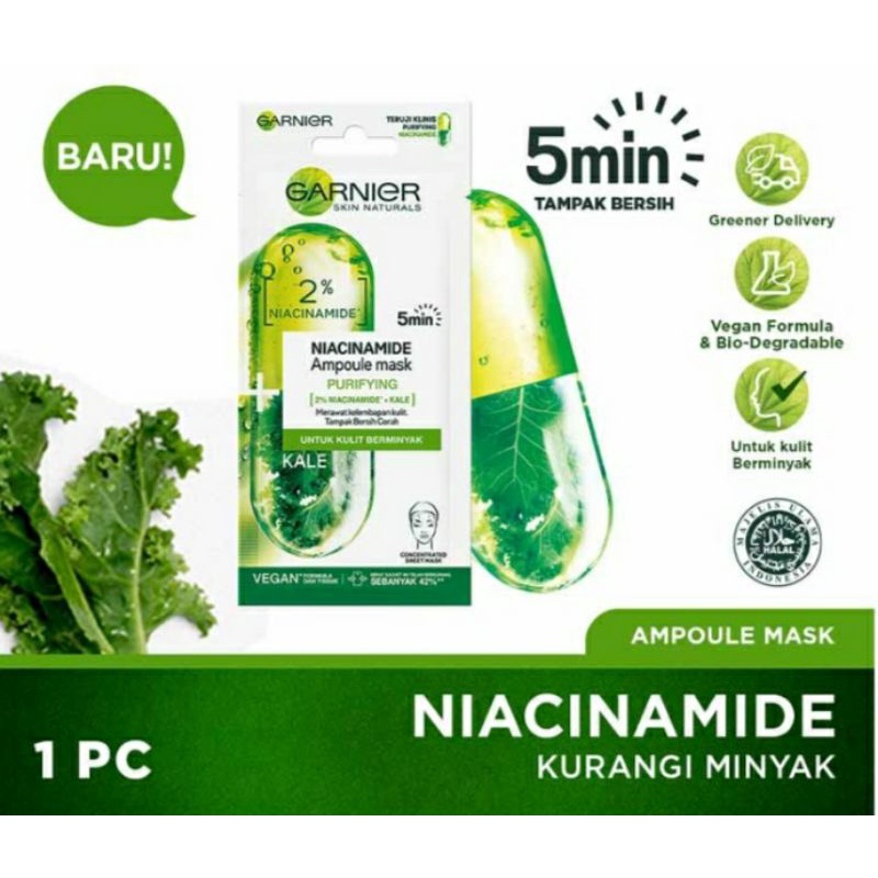 Garnier Skin Natural Niacinamide AmpouleMask Kale 15G