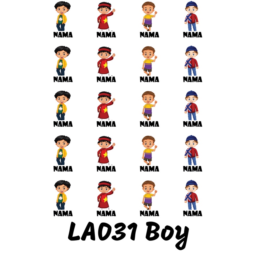 

Sticker Nama Cutting Label Waterproof Tahan Air Kid 31 (LA031)