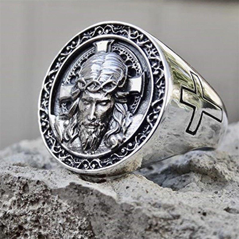 Fancyqube 2022 Cincin Desain Salib Yesus Gaya Punk Untuk Pria