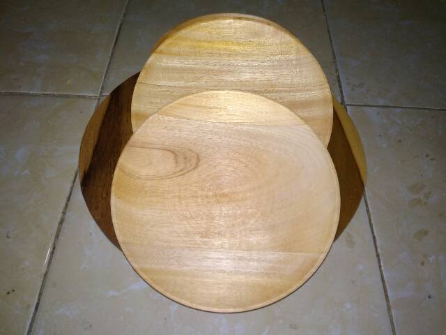 Piring Kayu Mahoni D20/ Piring Saji/ Baki Kayu D20