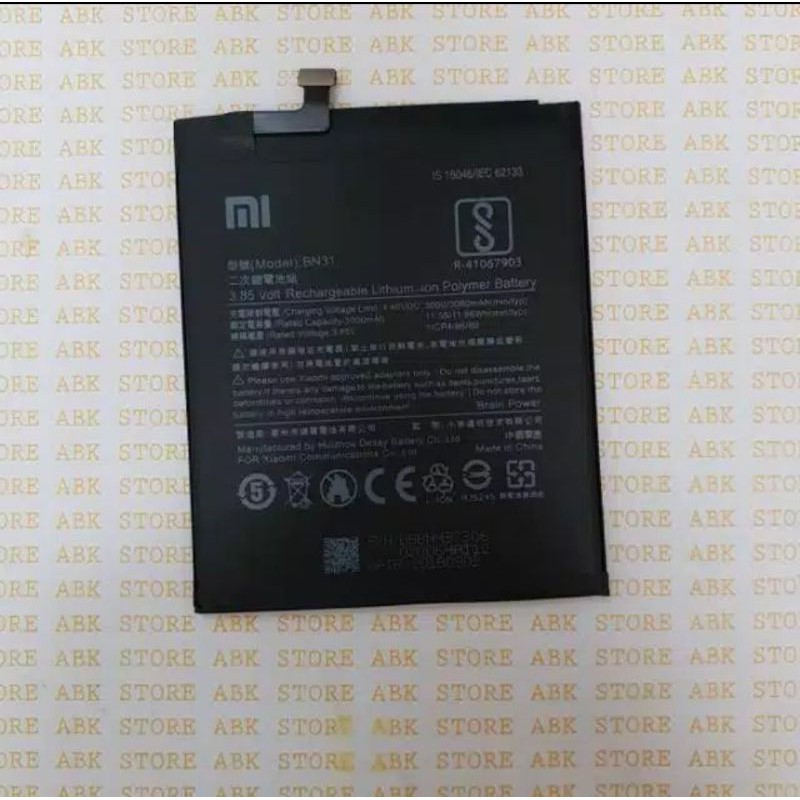 BATTERY BATRE BATRAI BATERAI XIAOMI MI5X MIA1 /  NOTE 5A / REDMI S2 BN31 ORIGINAL