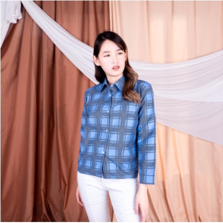 SF - Oversize Kemeja Oslin | Kemeja Oversize Wanita - Kemeja Korea - Kemeja Wanita Murah-BIRU