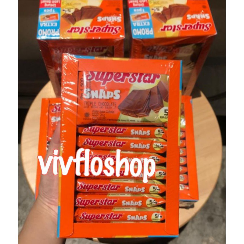 Jual Wafer Superstar Snaps Triple Chocolate Kemasan Box Isi 12 Shopee Indonesia 5413