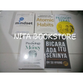 PAKET 5  BUKU MOTIVASI ATOMIC HABITS, THE PSYCHOLOGY OF MONEY, FILOSOFI TERAS,MINDSET, BICARA ITU ADA SENINYA  KERTAS BOOKPAPER