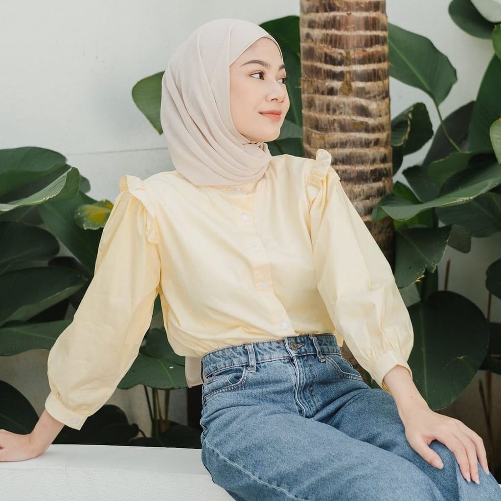 BEFAST - ZEC OOTD Blouse SIFYA / Hara Ruffle Blouse / Blouse Crincle Terbaru / Pakaian Wanita Casual / Atasan Lengan Panjang / Blouse Kekinian Remaja Wanita 2022 / Blouse Polos Formal / OOTD Selebgram