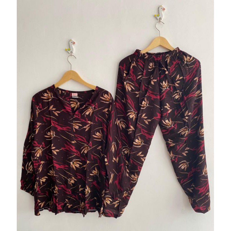 set shine busui muslim/set panjang/set kekinian/setcel viscose/agen grosir setcel dan daster