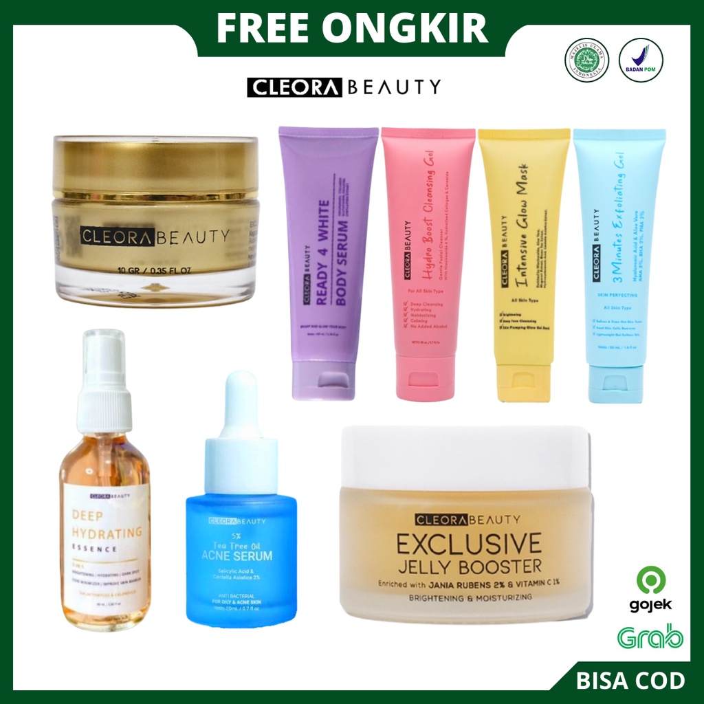 [ FREE ONGKIR ] Cleora Beauty Exclusive Jelly Booster, Body Serum, Acne Serum, Glow Mask, Essence, C