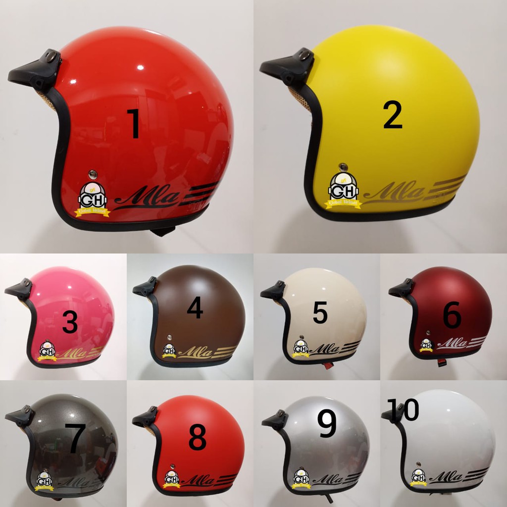 HELM BOGO POLOS DEWASA GARIS TIGA TANPA PET