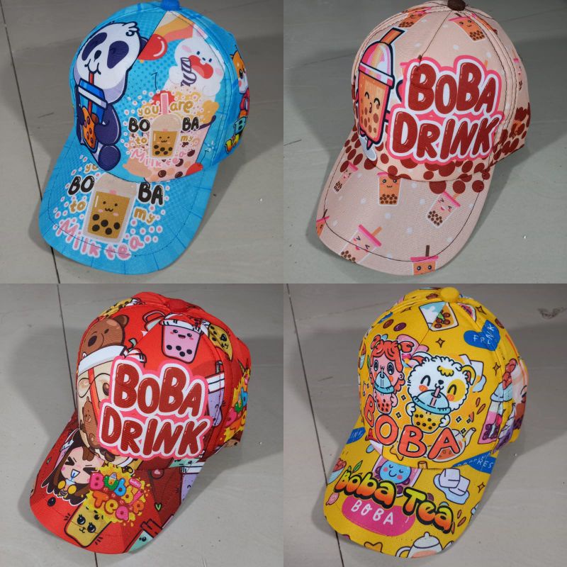 Topi Anak full print Boba usia 3-8 thun