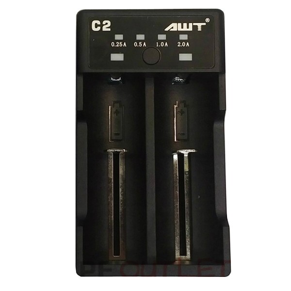 AWT C2 2A USB Battery Charger [Authentic] 2 slot 18650 26650 Best Seller
