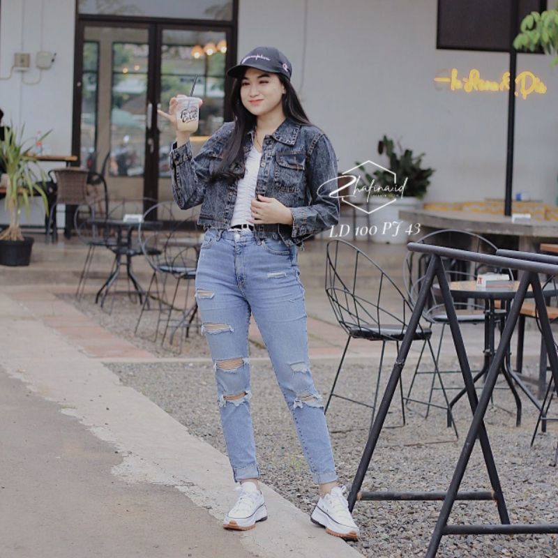 JAKET JEANS WANITA CROP BAHAN 10 OSH//JAKET JEANS CROP GIRLS REPUBLIC