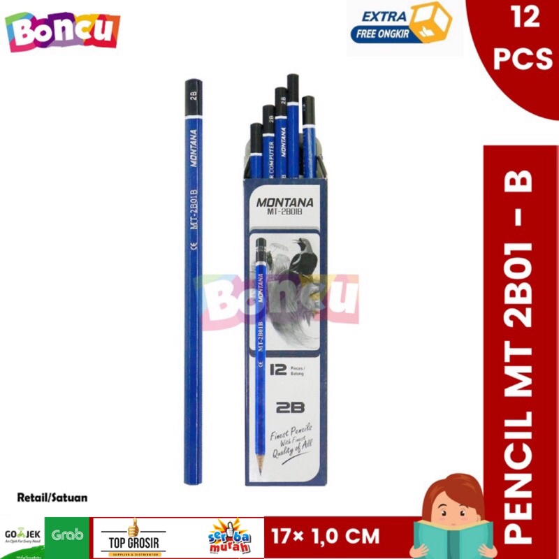 

[ 1PAK ] BONCU Pencil 2B Biru / Pensil Montana MT2B01-B / Pensil 2B Murah