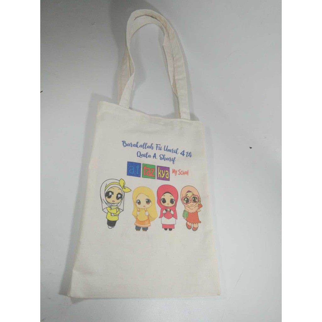 Tas Ultah Blacu Custom Murah Terlaris Pakai Nama 25x30cm tas souvenir ulang tahun blacu