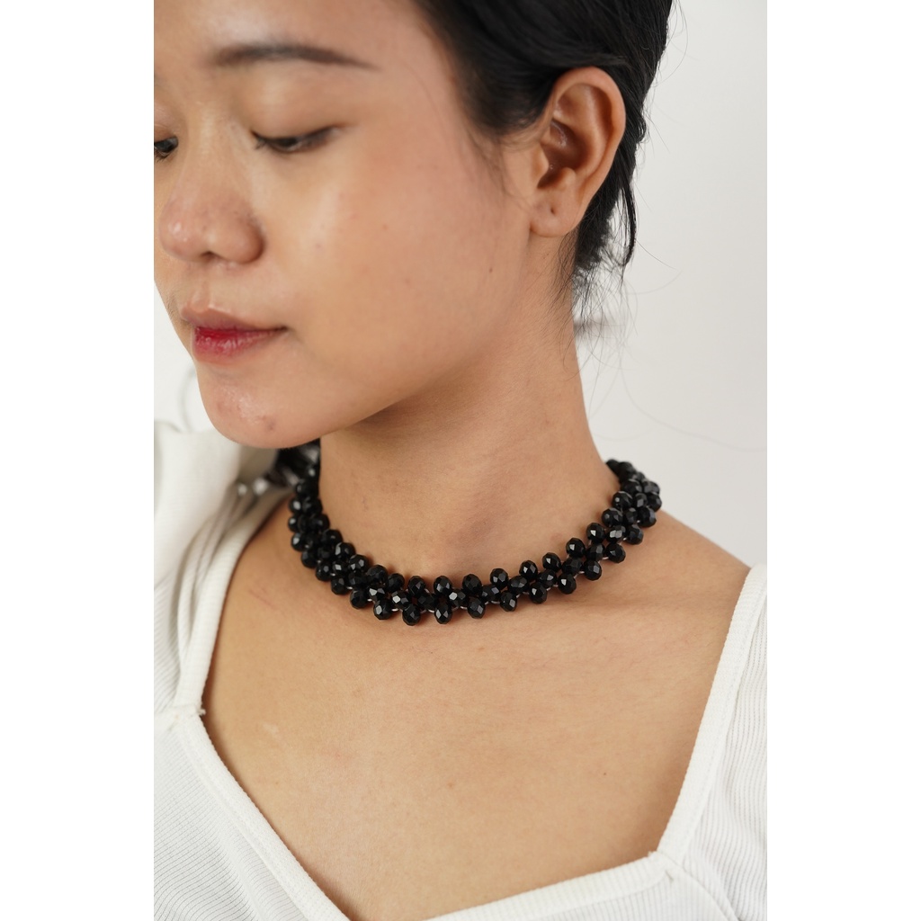 Kalung Kristal Choker Crystal Ceko Coker Batu Fashion Necklace Party Aksesoris Fashion Pesta Kado Cewek Anniv Hadiah Ultah Cewe 1002