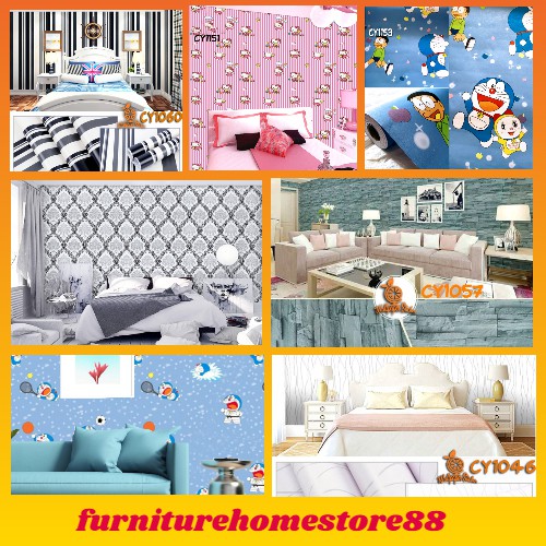 Wallpaper kamar tidur Wallstiker dinding Wallpaper Aestetic Wallpaper Dekorasi dinding Wallpaper dinding Ukuran 45cm x 9m Motif simple